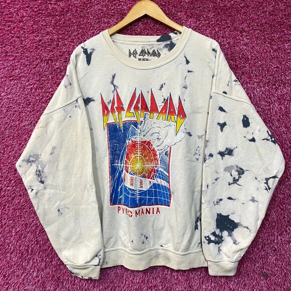 Def Leppard Pyromania Tie-Dye Crewneck Sweatshirt S/M - Picture 1 of 4